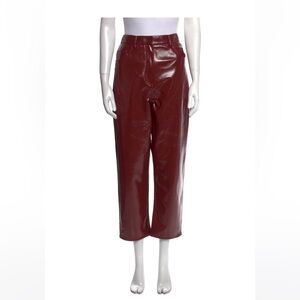 Tibi faux patent leather cropped  straight carpenter pant
